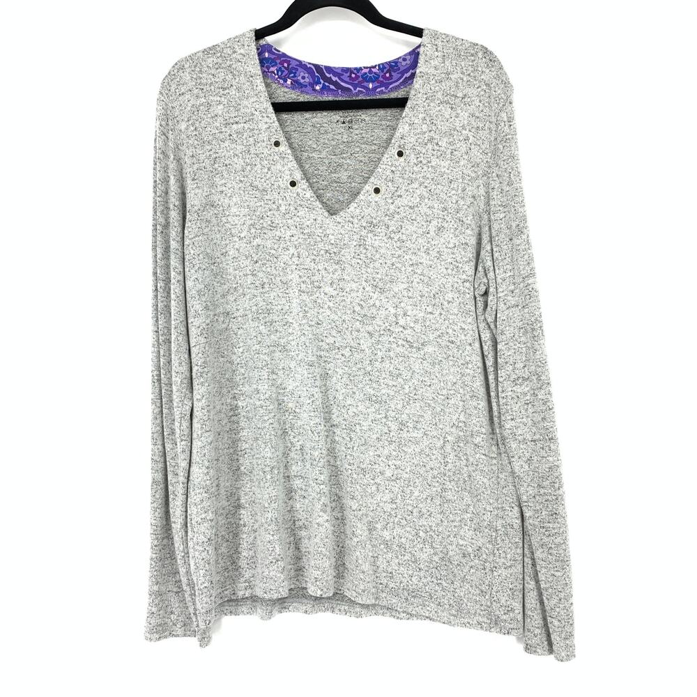 Vera Bradley Sweater Women's Size XL Knit Pullover Long Sleeve Heather Gray